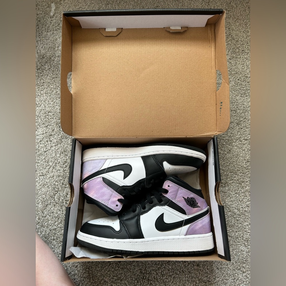Nike Air Jordan 1 Mid Black and Lavender Shoes